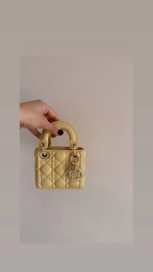 Christian Dior Light Yellow Lambskin Micro Bag