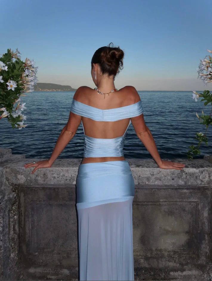 Ance Gria Grace Top & Skirt Set Sky Blue Size M/10
