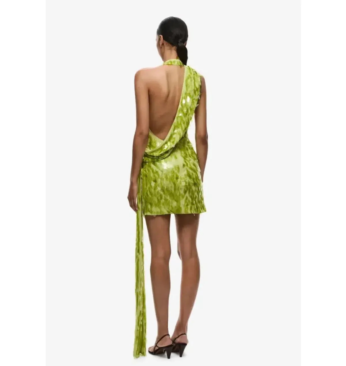 Misha Sapphire Sequin Mini Apple Green Size 8