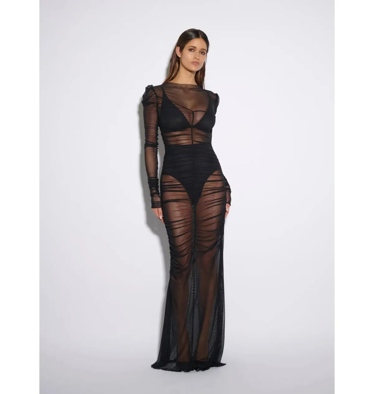 Effie Kats Rhodes Maxi Dress In Black Mesh Size 8