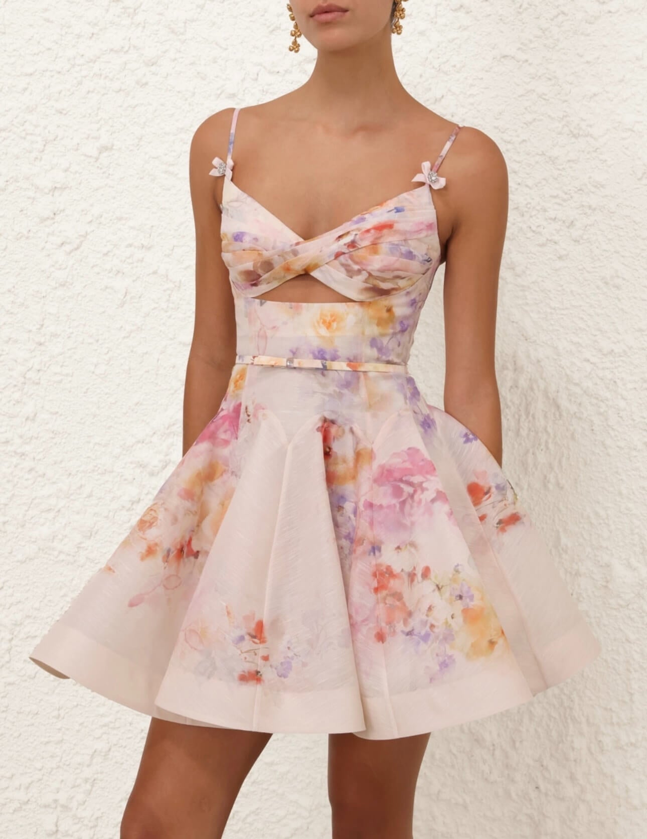 Zimmermann Crush Twist Front Mini Dress in Multi Floral Size 0/8