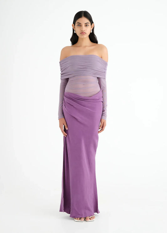 Benni Yasmin Off-Shoulder Maxi Dress Purple Vintage Orchid Size 10