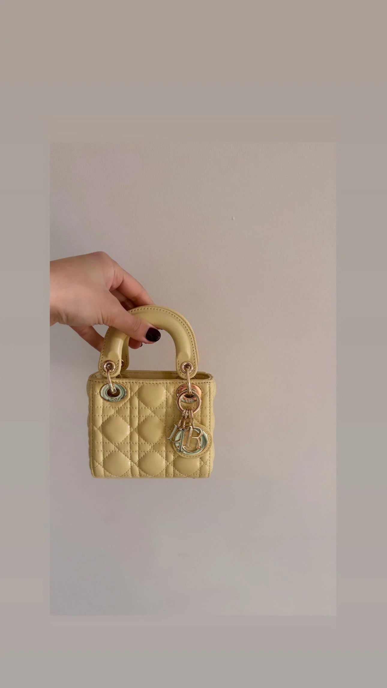 Christian Dior Light Yellow Lambskin Micro Bag