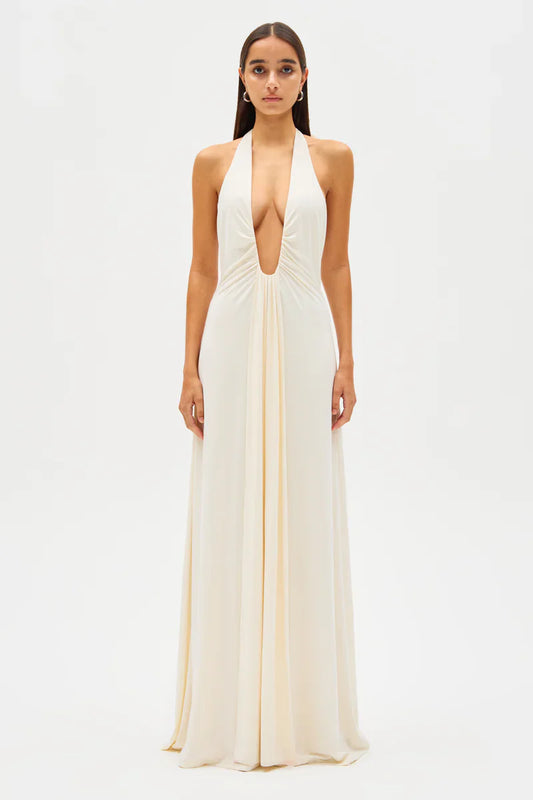 Misha Jennifer Cupro Maxi Dress Ivory size 6