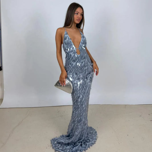 MISHA SAPPHIRE SEQUIN DOVE GREY SIZE 8