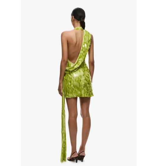 Misha Sapphire Sequin Mini Apple Green Size 8