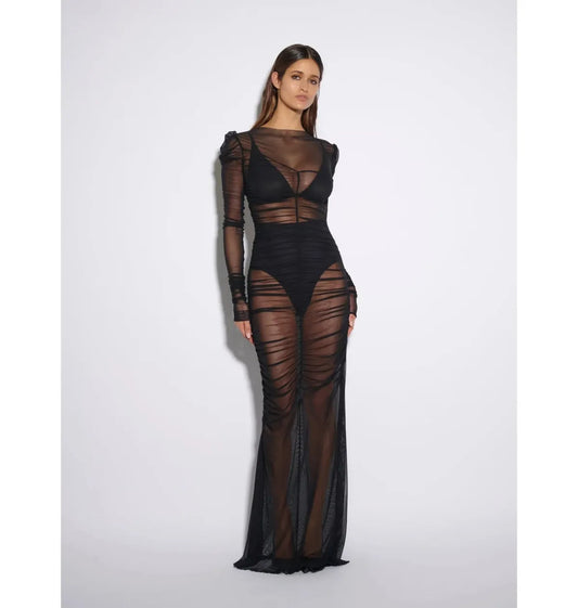 Effie Kats Rhodes Maxi Dress In Black Mesh Size 8