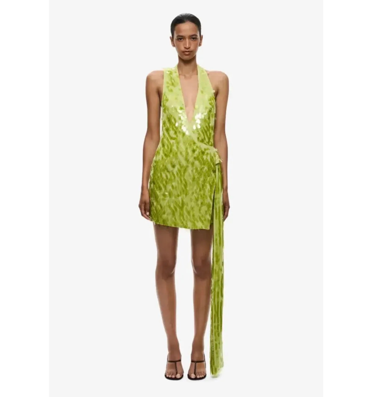 Misha Sapphire Sequin Mini Apple Green Size 8