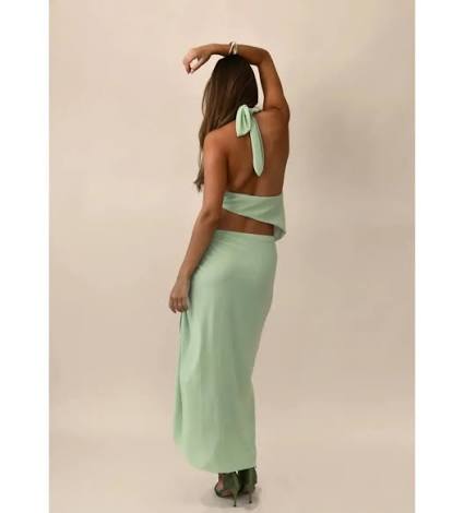 Koster Kulture Bobbie Top & Maxi Skirt Set Pistachio Green Size S