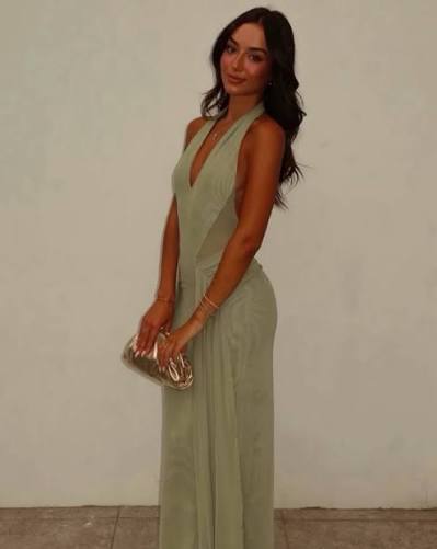 Bec & Bridge Juniper Halter Maxi Dress in Pistachio Size 8