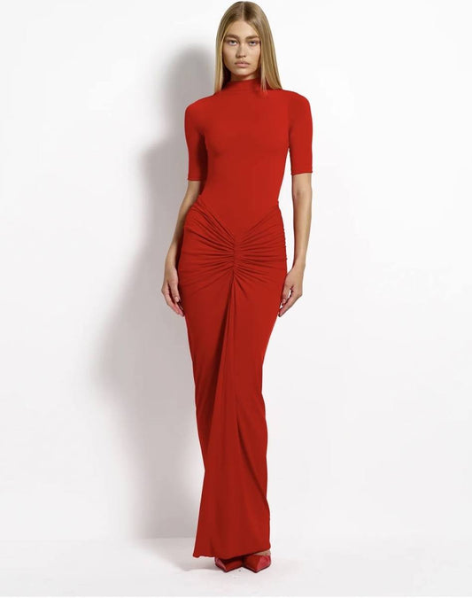 Effie Kats Espor Bodysuit & Kayson Maxi Skirt Set Red Size S / AU 8